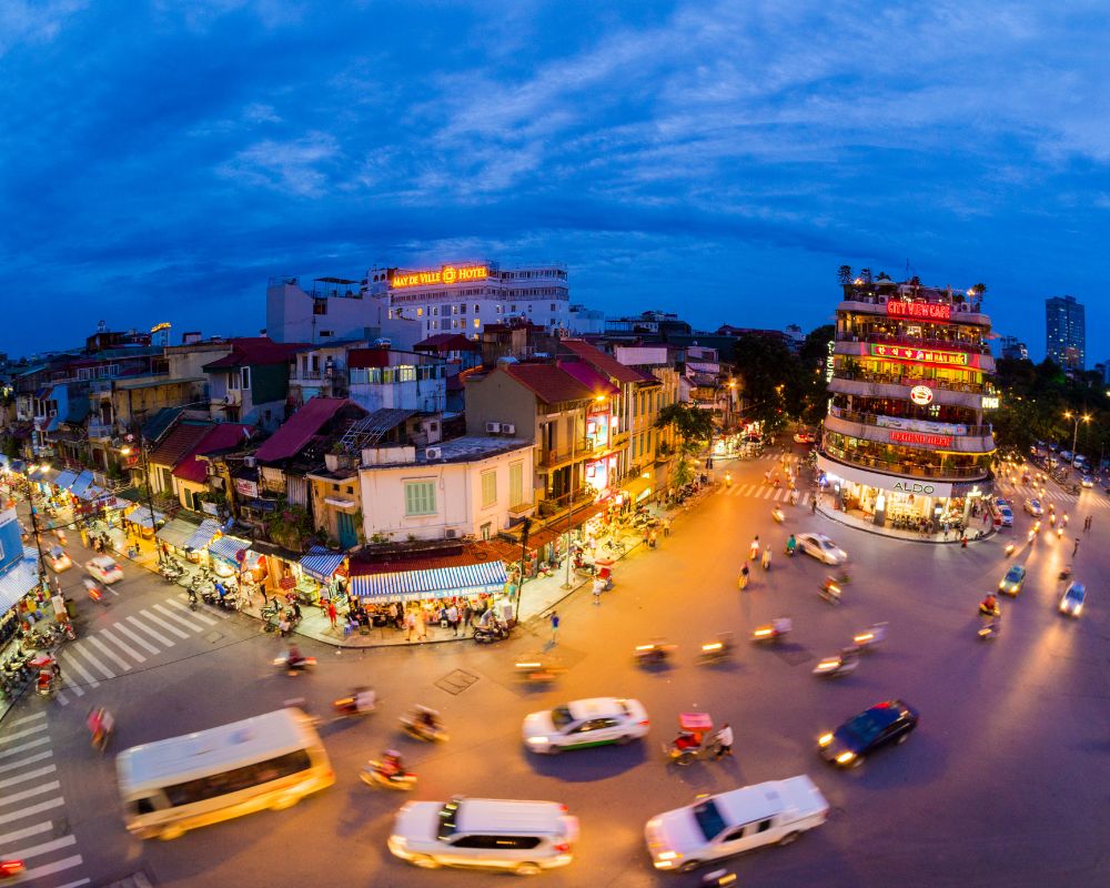A bustling street in Hanoi