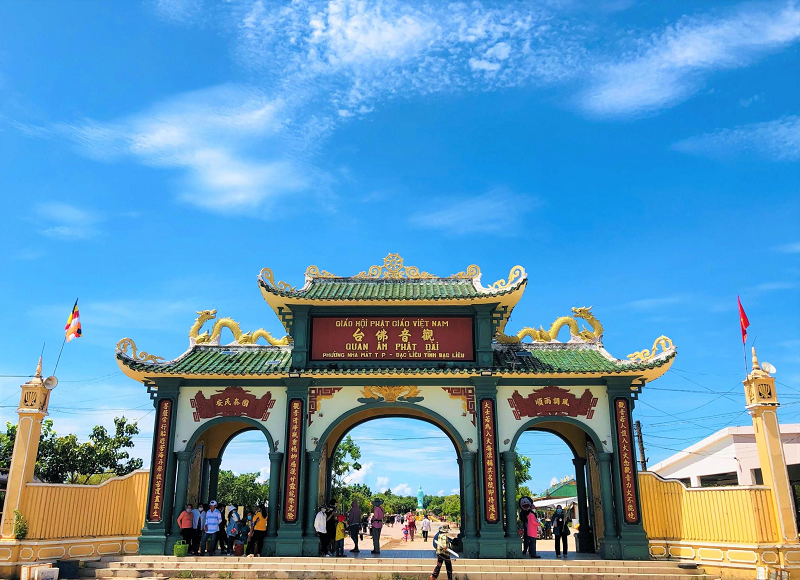 The gate of Buddha Temple Ba Nam Hai in Bac Lieu