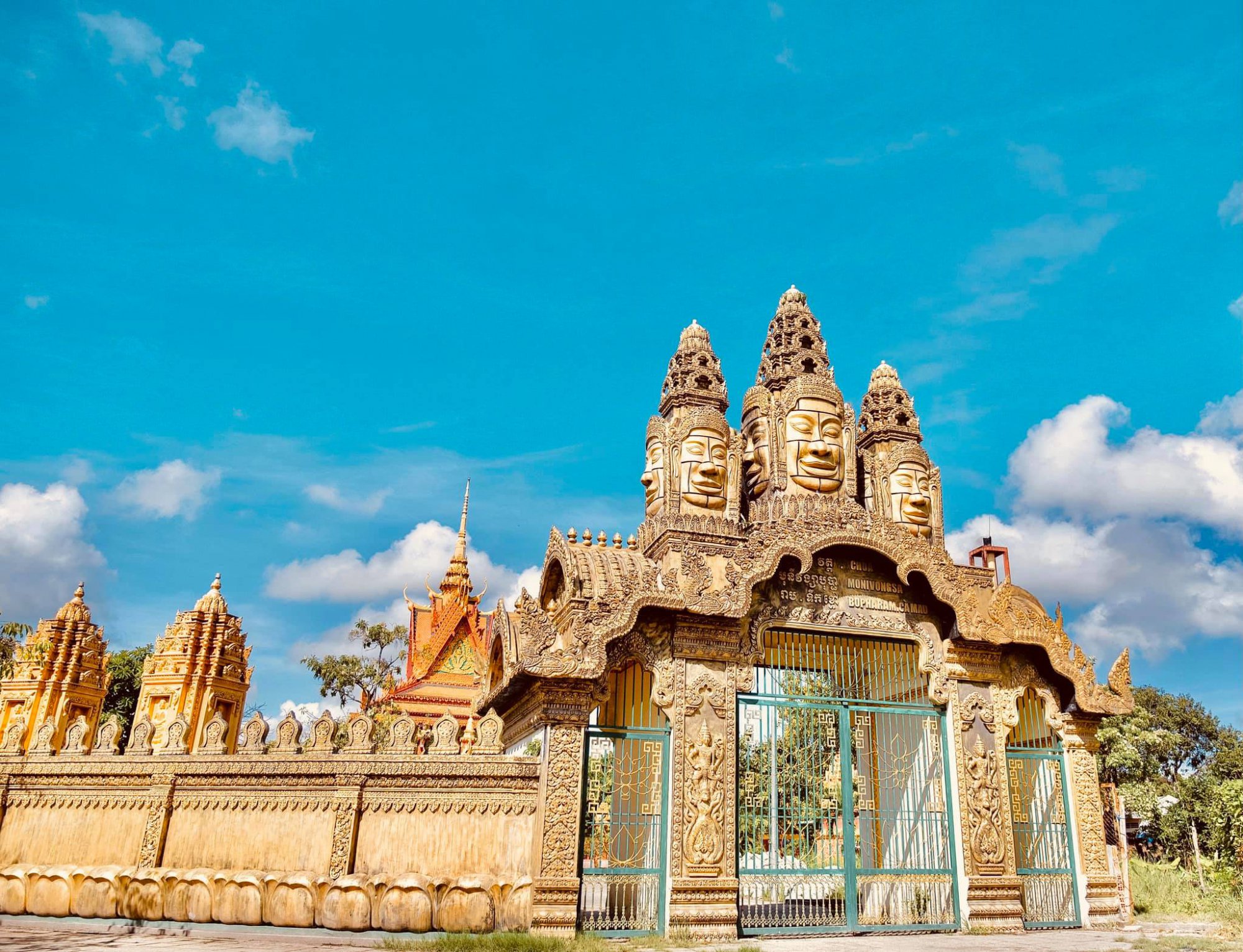 The main gate of Monivongsa Bopharam Pagoda in Ca Mau