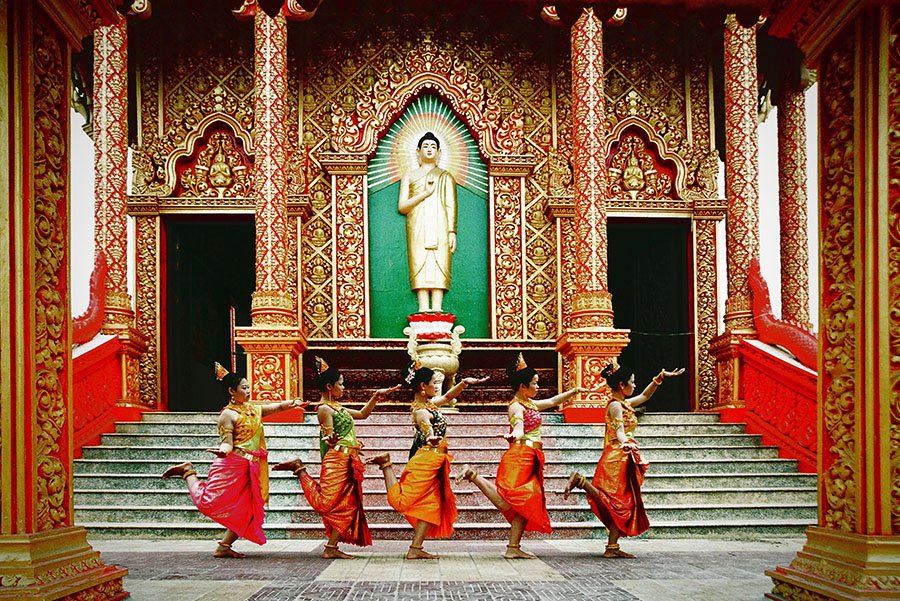 Khmer girls dance folk dances during festivals